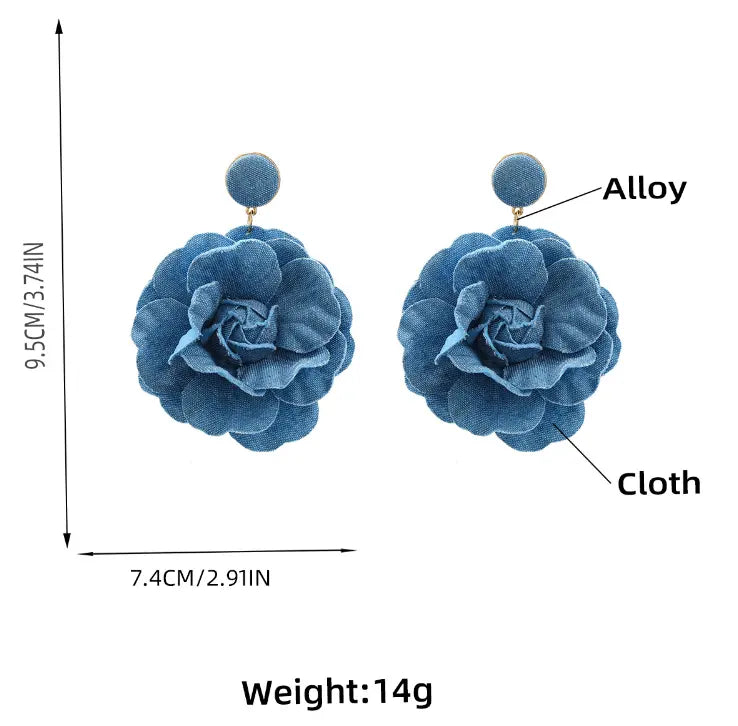Indigo Petals Denim Earrings