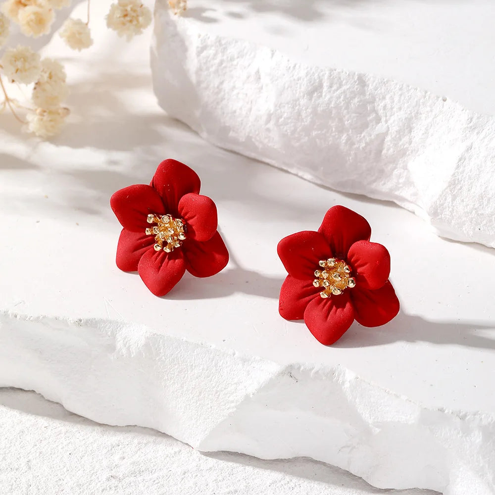 Crimson Petal Luxe Stud Earrings