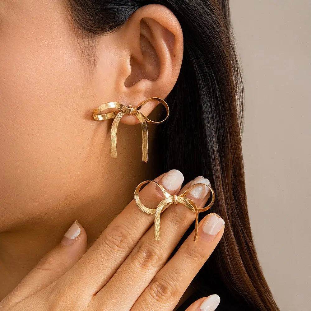 Golden Luxe Bow Earrings