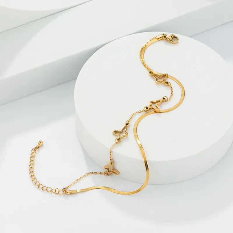 Golden Butterfly Herringbone Bracelet/Anklet