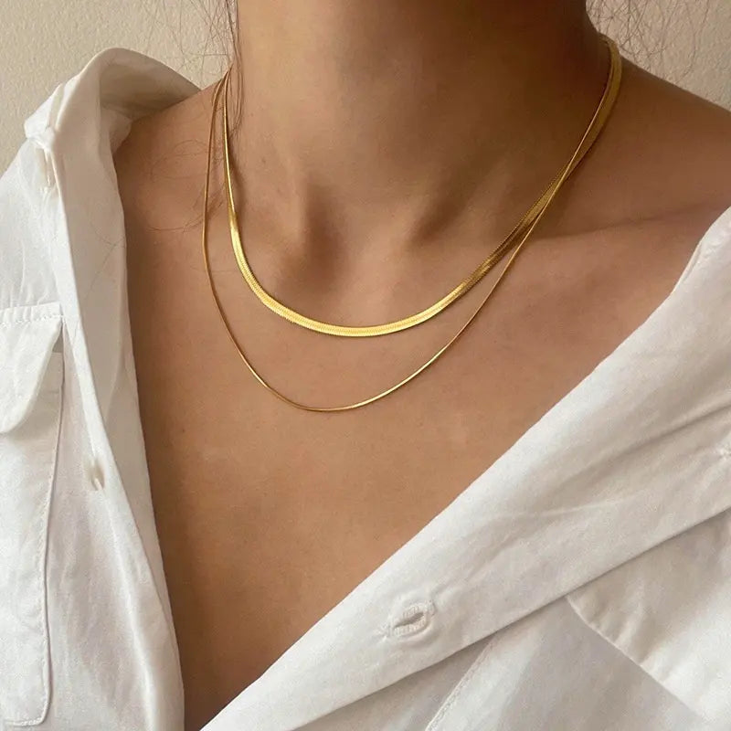 Golden Luxe Double Layered Snake Chain Necklace