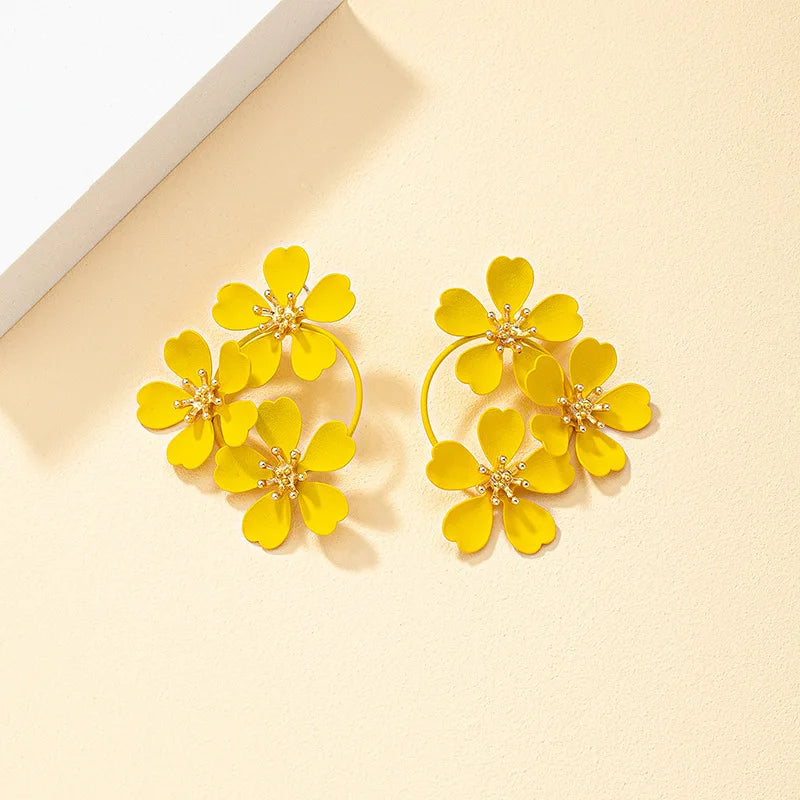 Petals and Gold Arcs Earrings