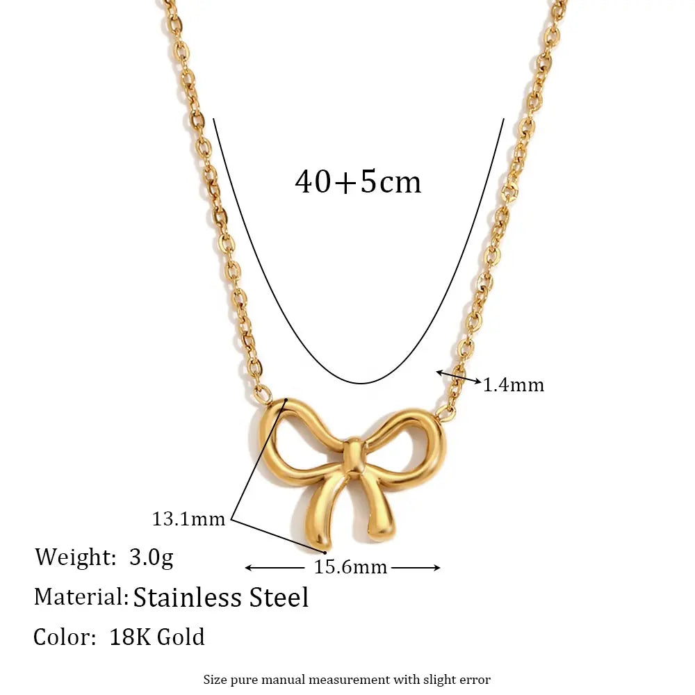 Golden Ribbon Knot Pendant Necklace
