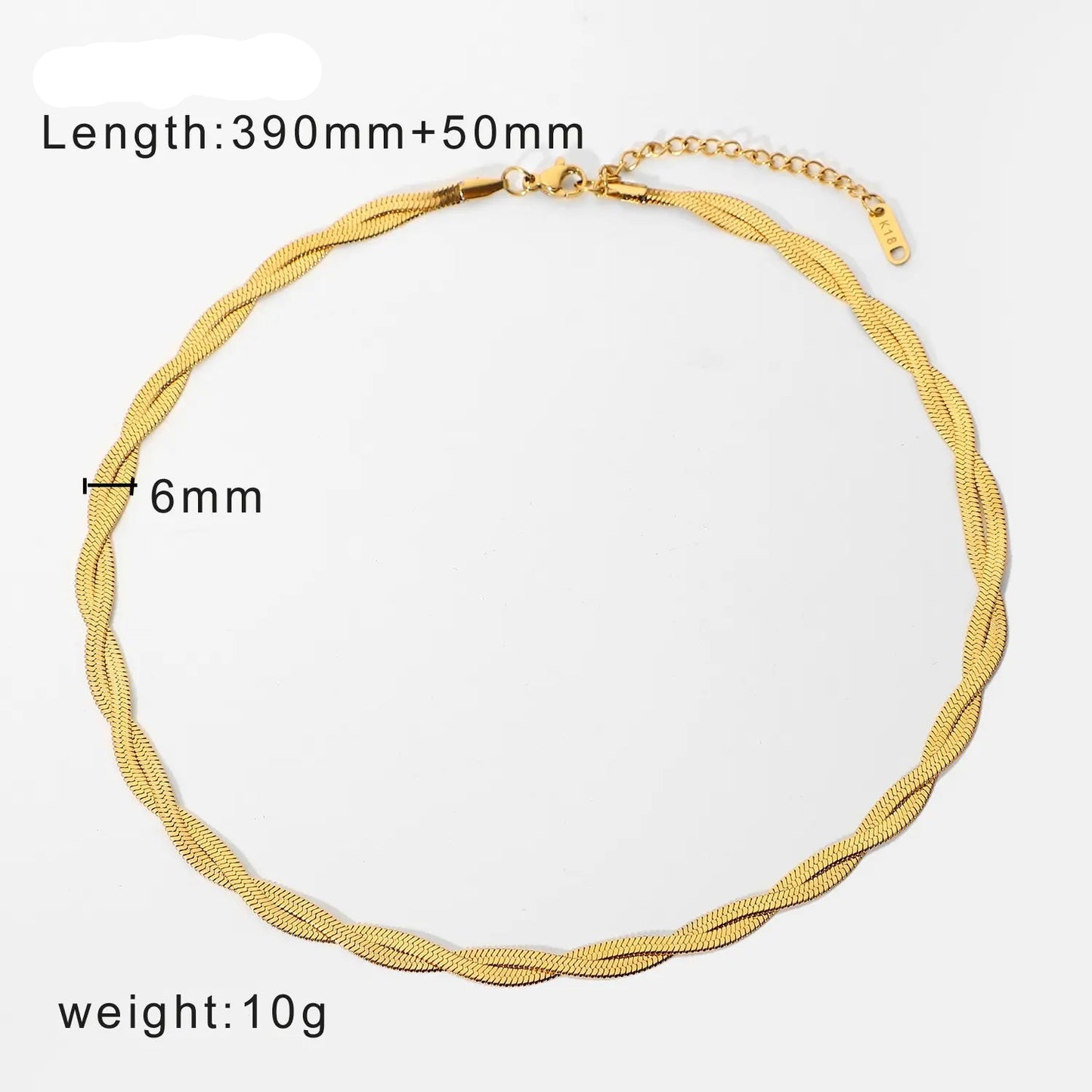 Golden Twist Herringbone Snake Necklace Chain