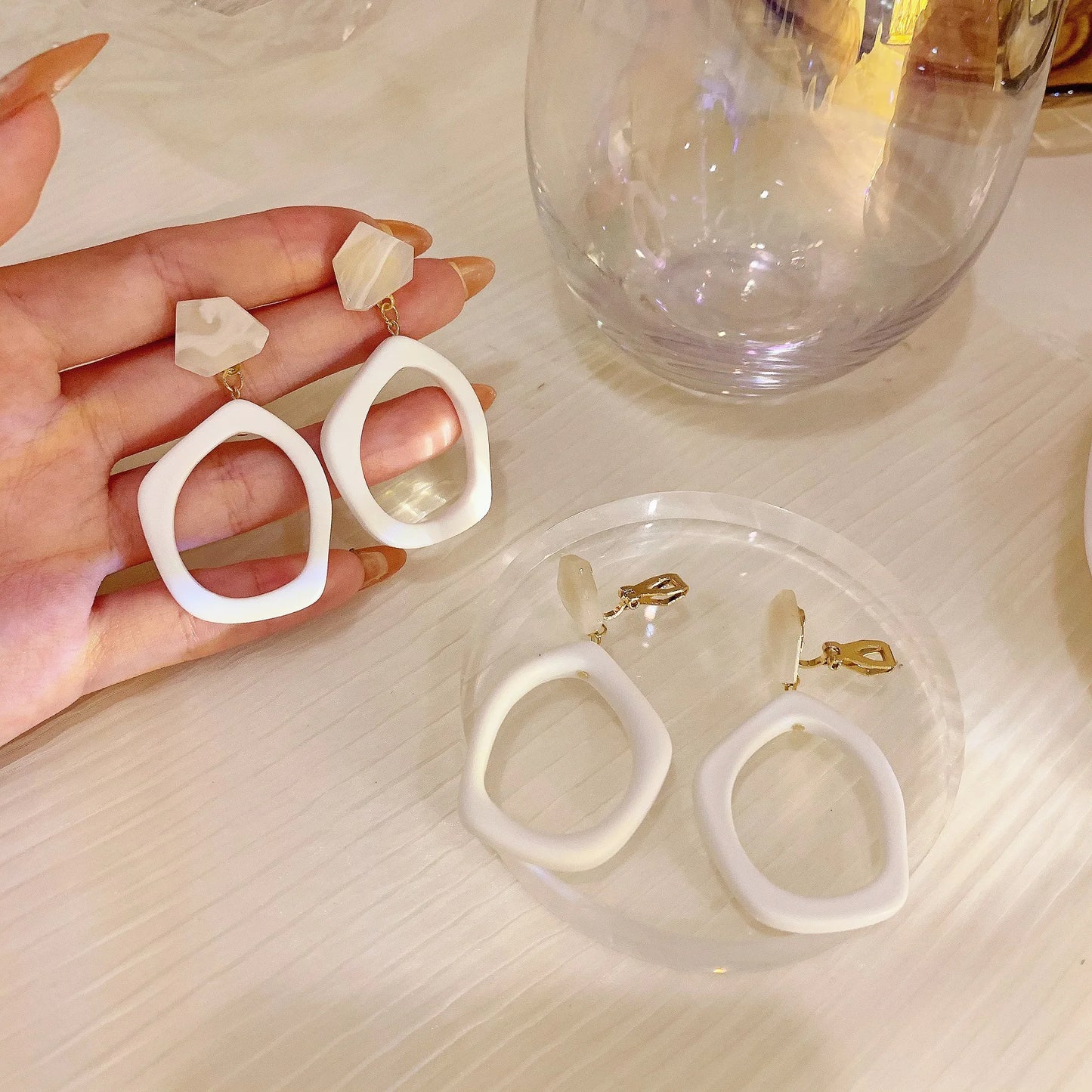 Alabaster Arc Drops Earrings