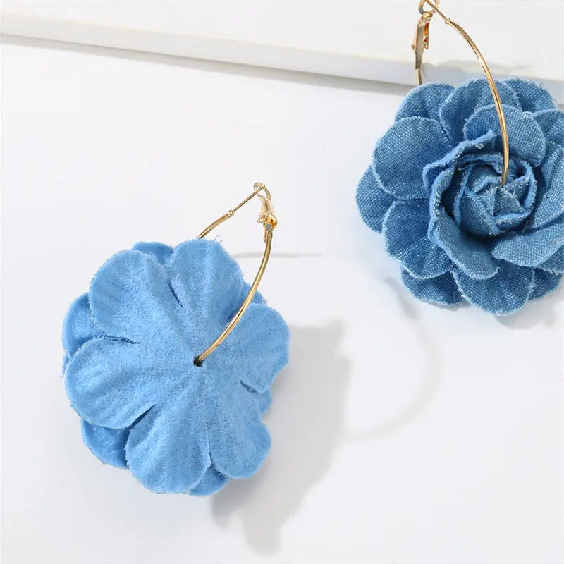 Denim Whirl Hoops Earrings