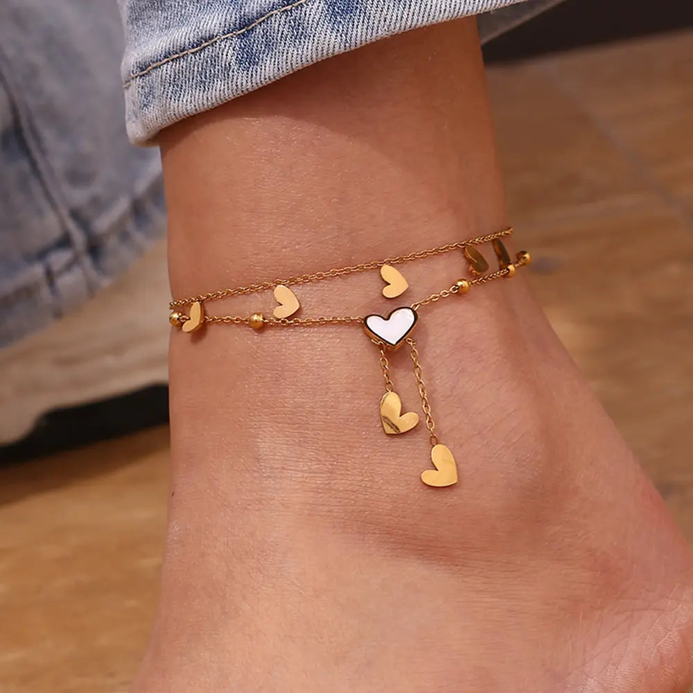 Golden Heart Cascade Bracelet/Anklet