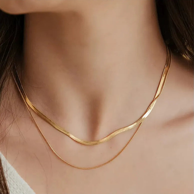 Golden Luxe Double Layered Snake Chain Necklace