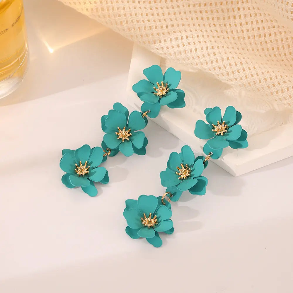 Aqua Petal Earrings