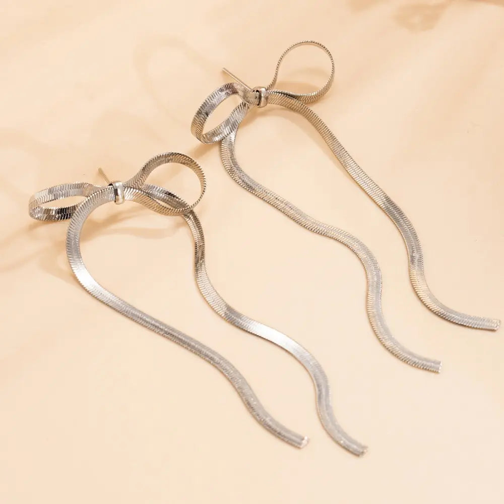 Golden Stream Bow Earrings