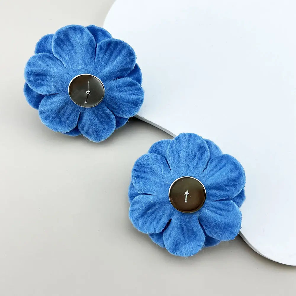 Denim Bloom Flower Earrings