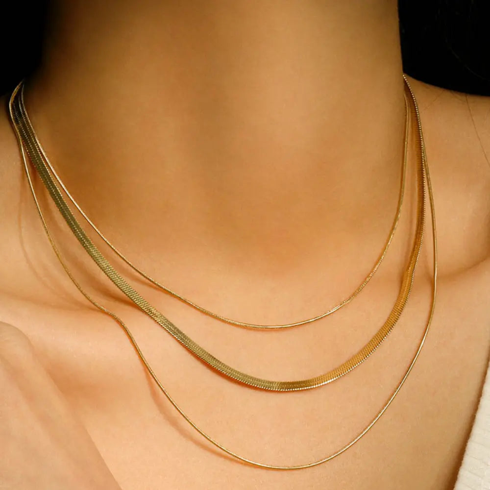 Golden Luxe Triple Layered Snake Chain Necklace