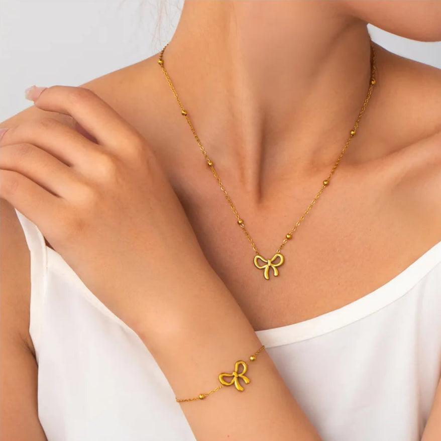 Golden Bow Elegance Jewelry Set