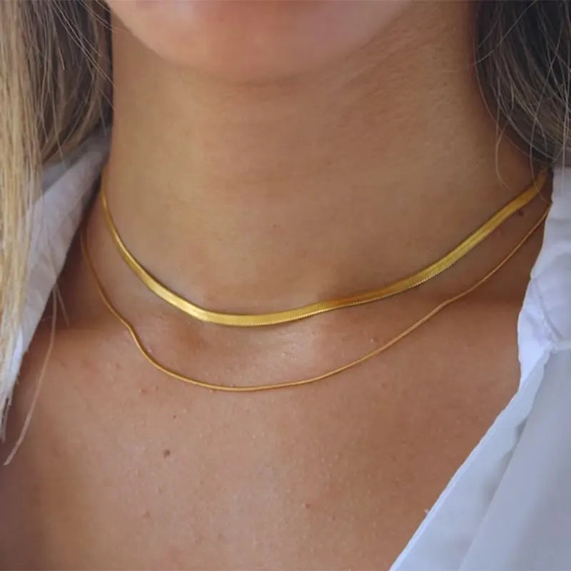 Golden Luxe Double Layered Snake Chain Necklace