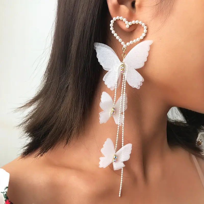 Pearl Butterfly Cascade Earrings