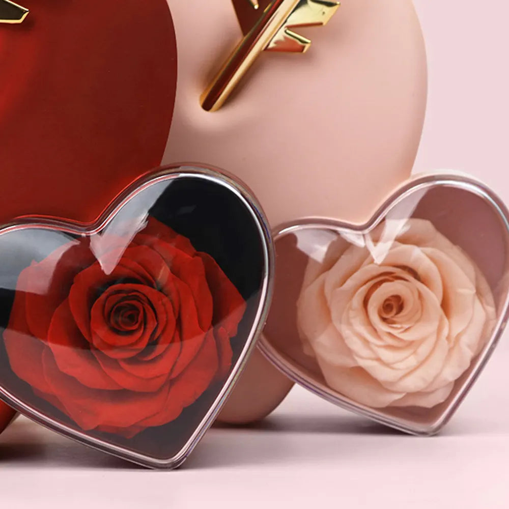 Cupid Heart with Preserved Flower Jewellery Box Gift Box ( Ring or Necklace not Included)