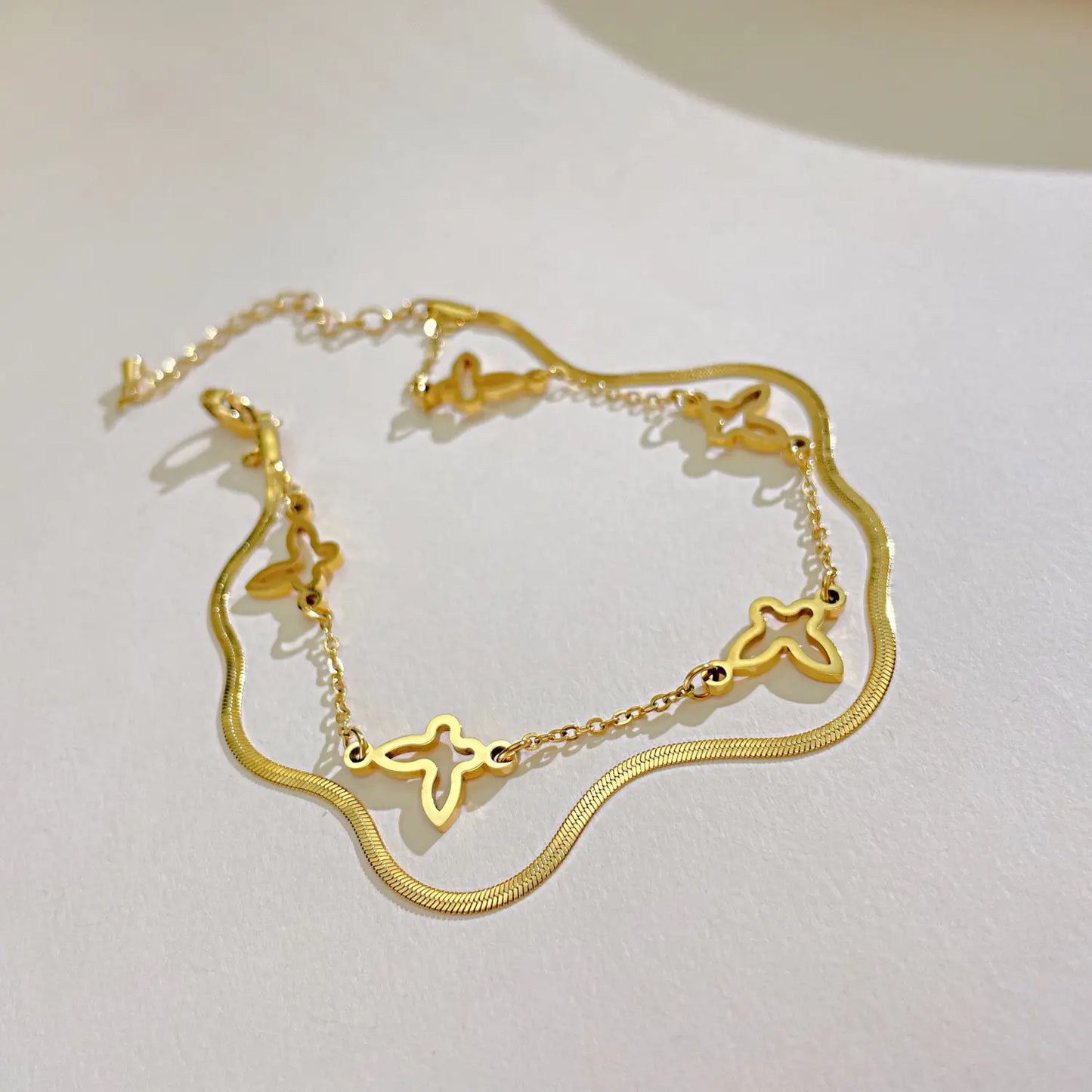 Golden Butterfly Herringbone Bracelet/Anklet