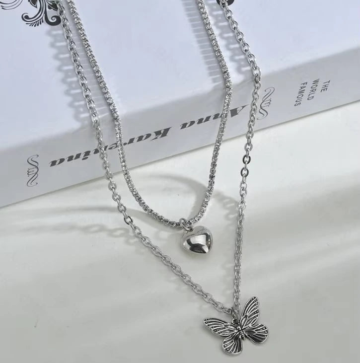 Silver Butterfly Charm Necklace