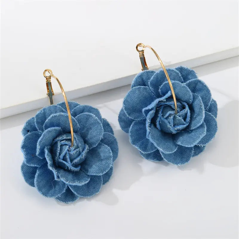 Denim Whirl Hoops Earrings