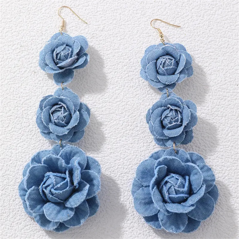 Denim Cascade Denim Earrings