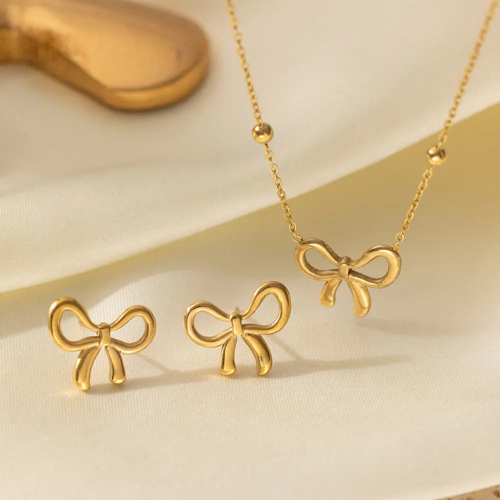 Golden Bow Elegance Jewelry Set