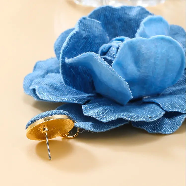 Indigo Petals Denim Earrings