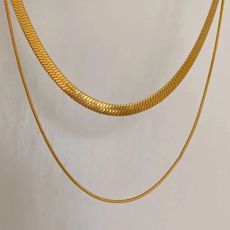 Golden Luxe Double Layered Snake Chain Necklace