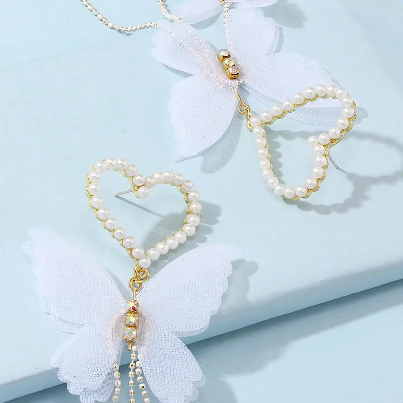 Pearl Butterfly Cascade Earrings