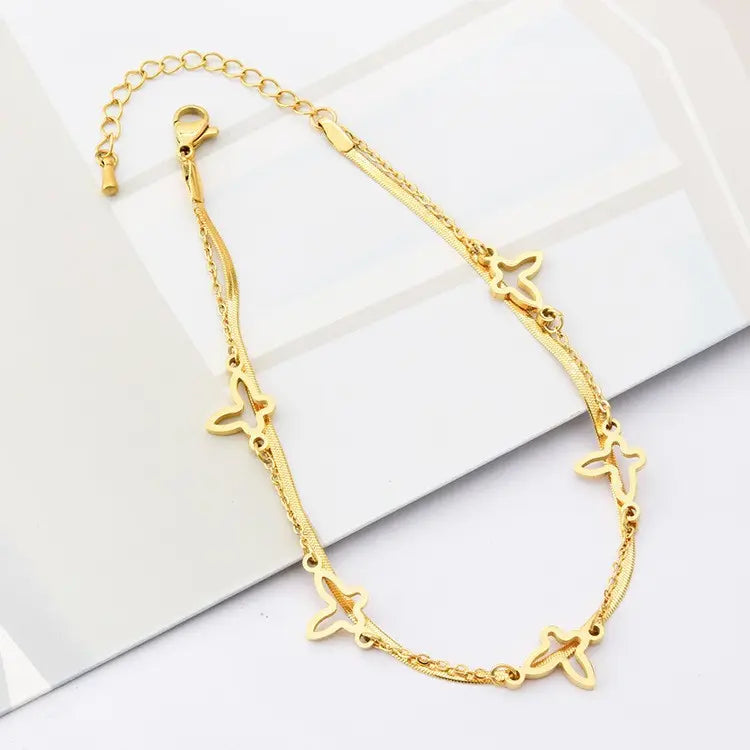 Golden Butterfly Herringbone Bracelet/Anklet