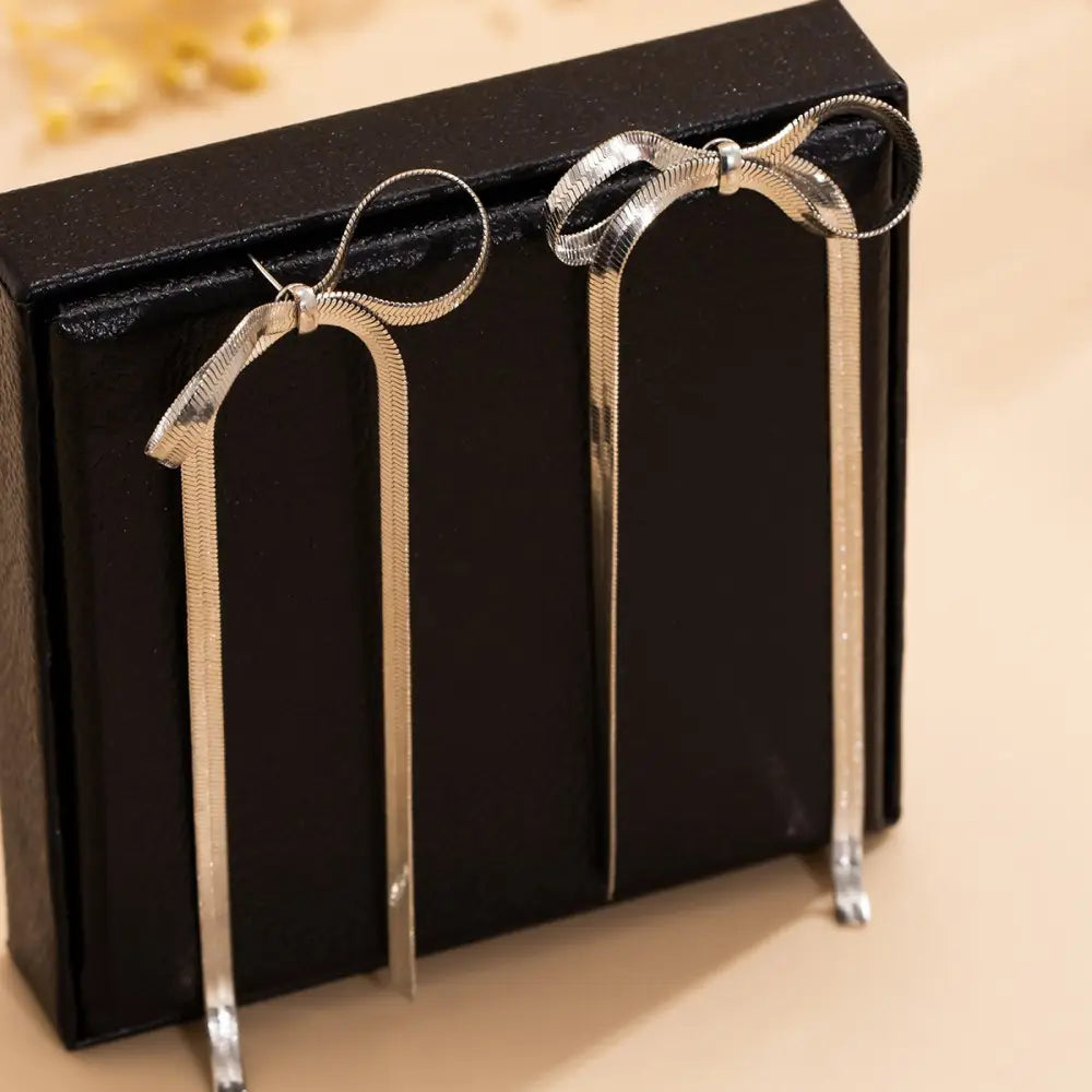 Golden Stream Bow Earrings