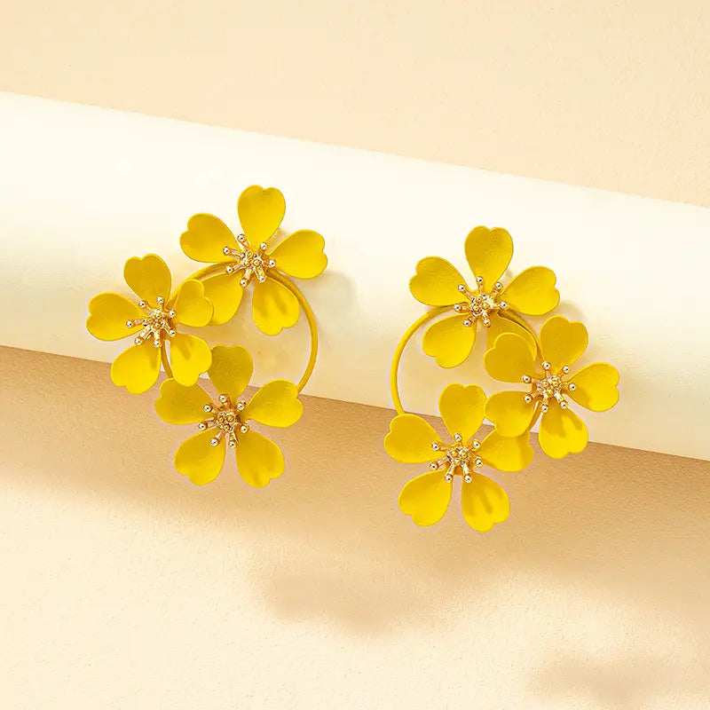 Petals and Gold Arcs Earrings