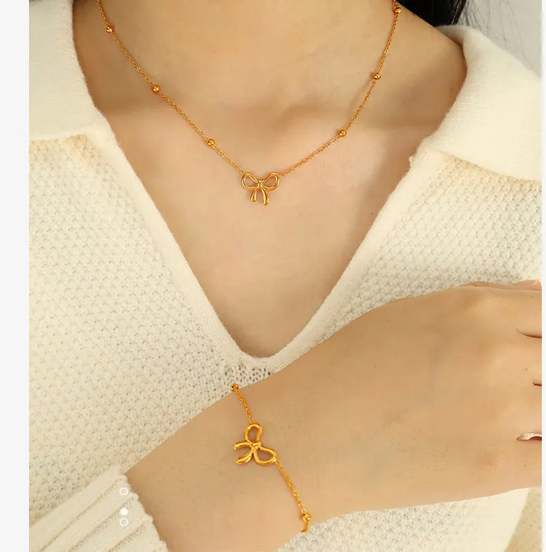 Golden Bow Elegance Jewelry Set