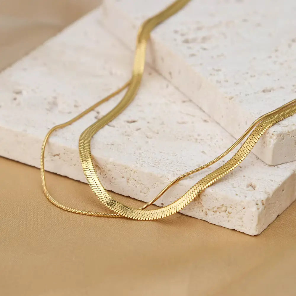 Golden Luxe Double Layered Snake Chain Necklace