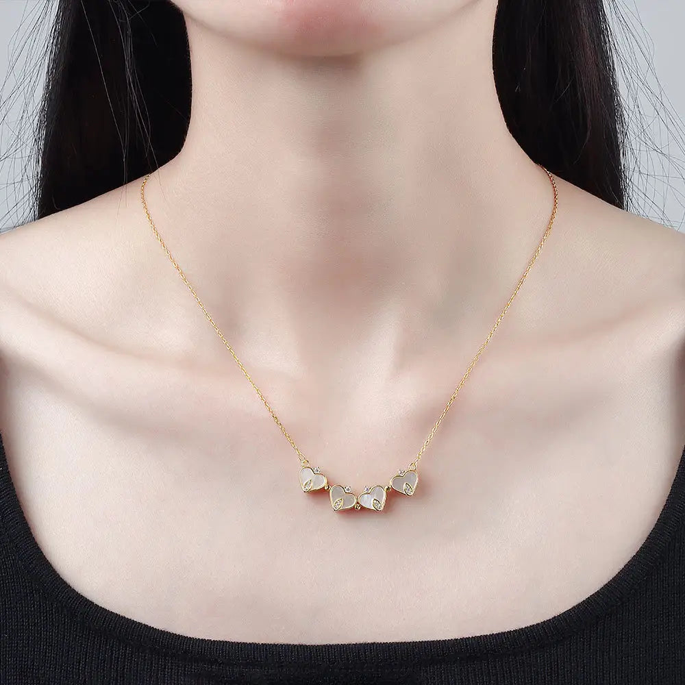 Golden Heart Bloom Pendant Necklace