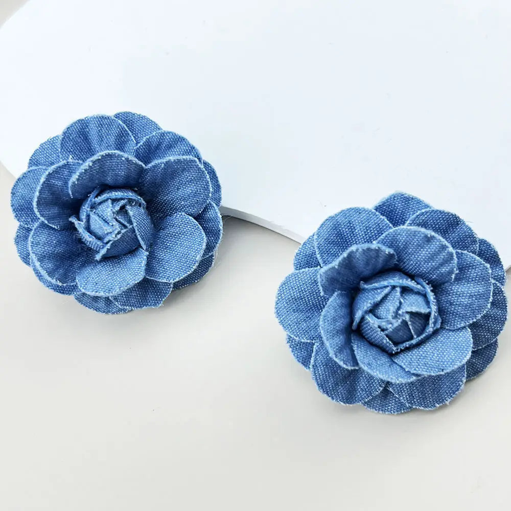 Denim Bloom Flower Earrings