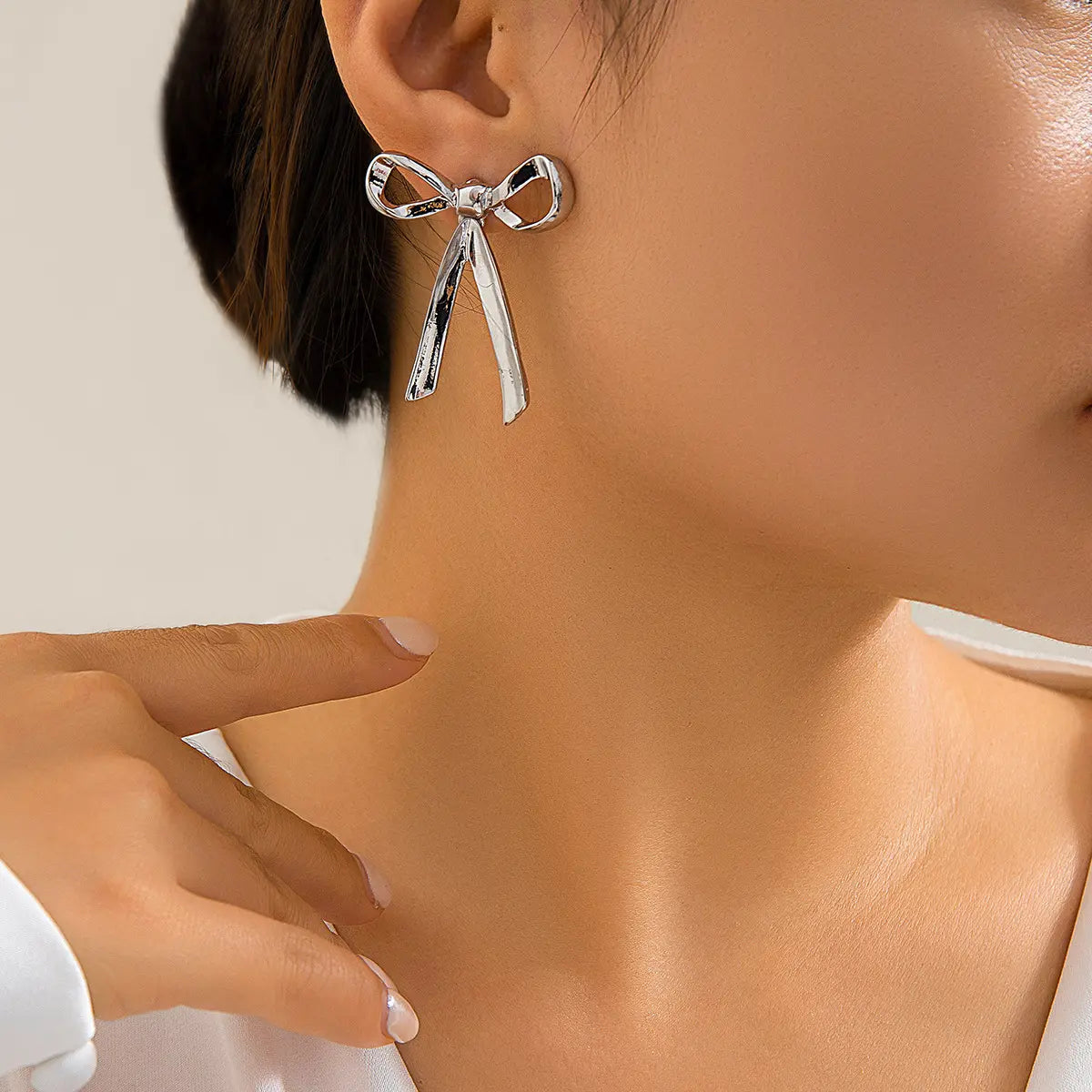 Golden Velvet Bow Earrings
