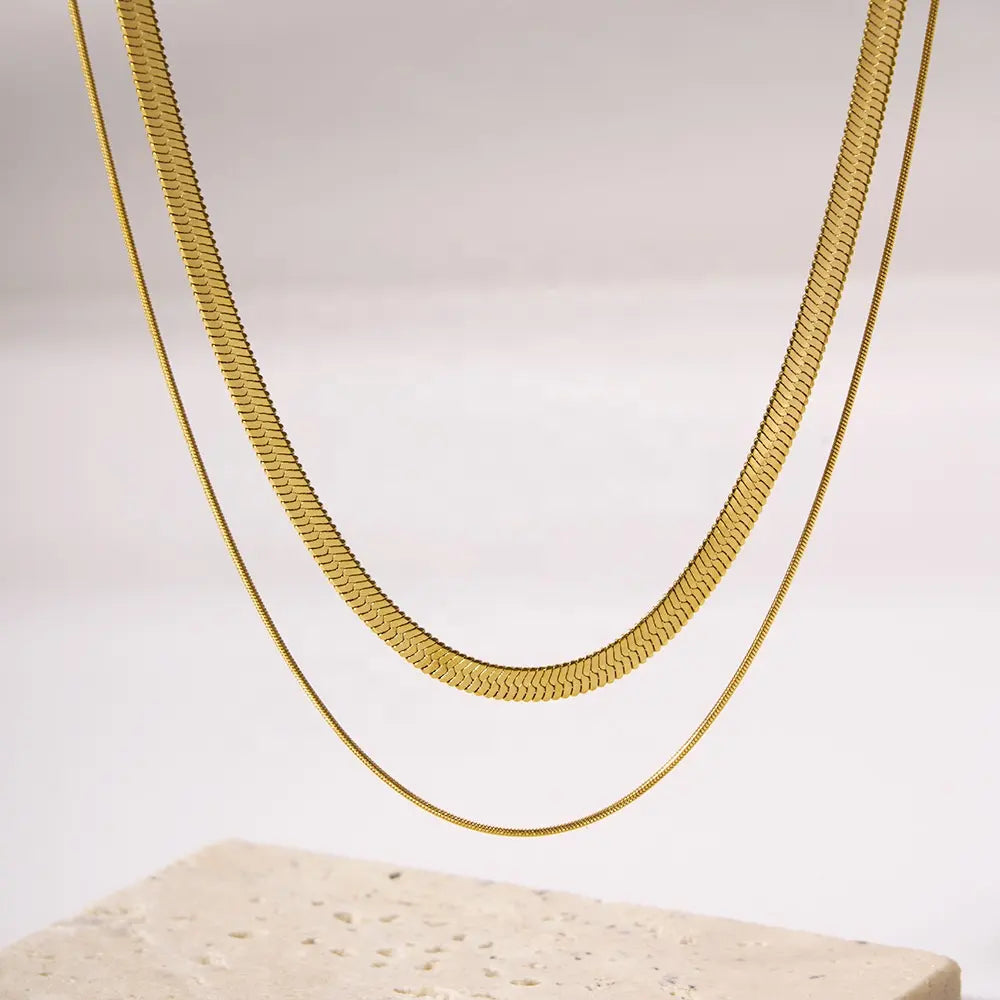 Golden Luxe Double Layered Snake Chain Necklace