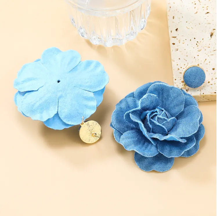 Indigo Petals Denim Earrings