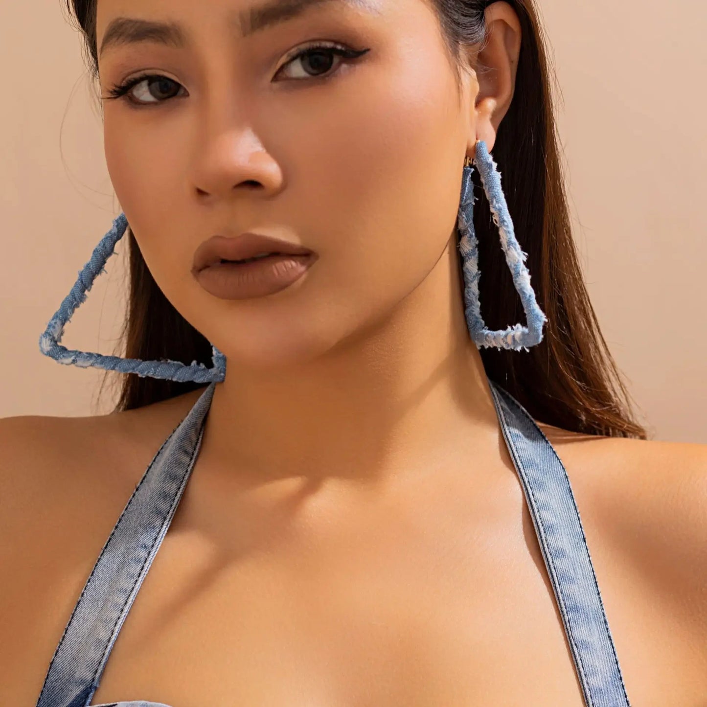 Denim Peak Hoops Earrings