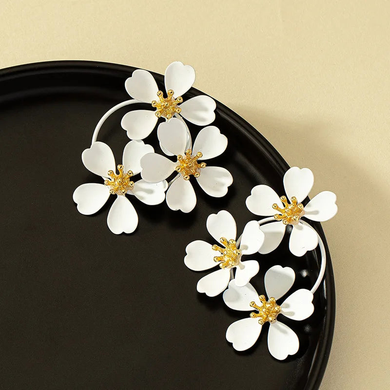 Petals and Gold Arcs Earrings