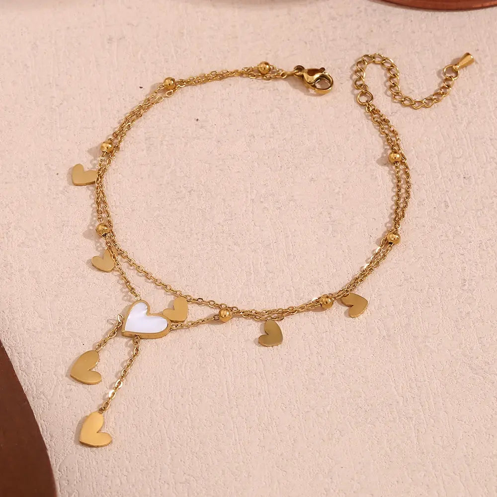 Golden Heart Cascade Bracelet/Anklet