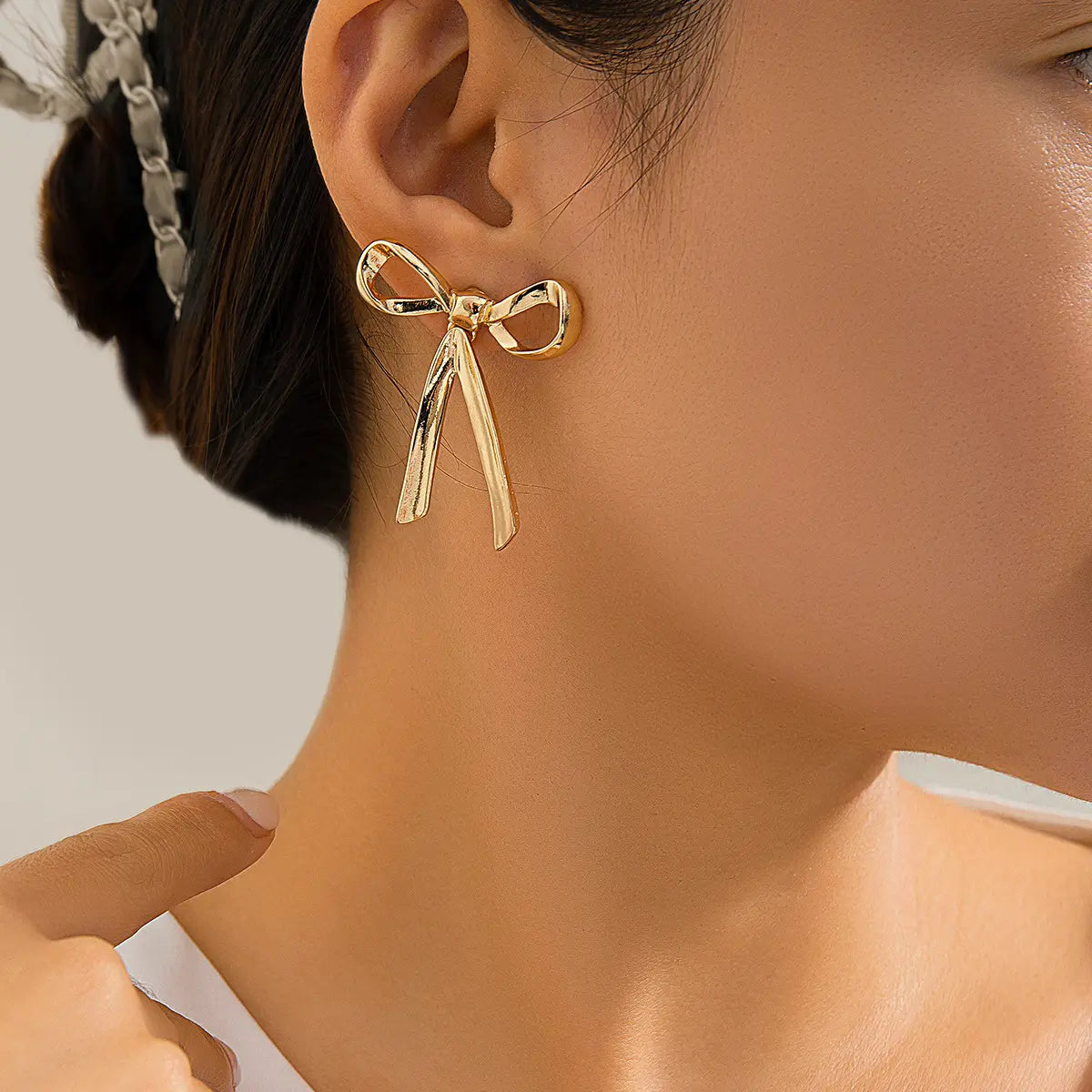 Golden Velvet Bow Earrings