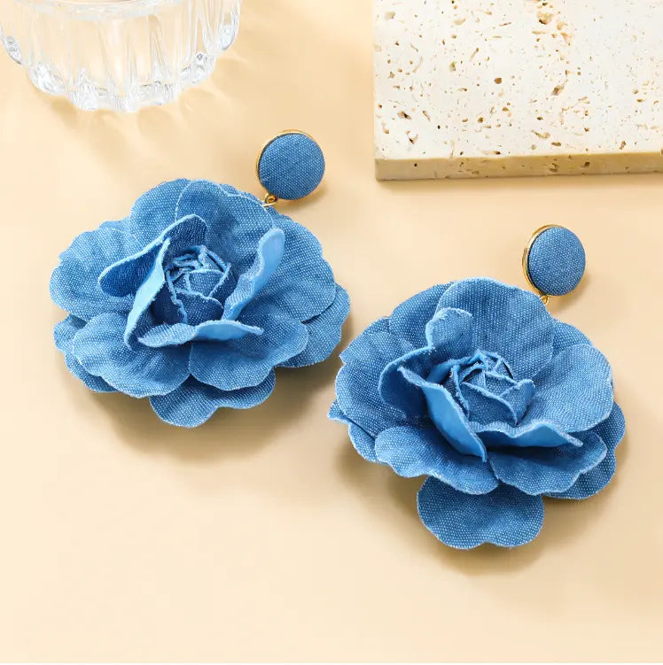 Indigo Petals Denim Earrings