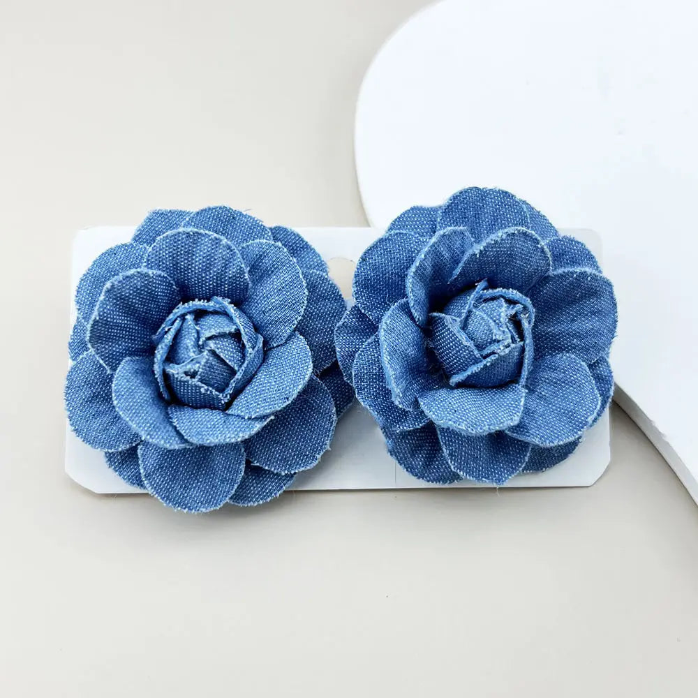Denim Bloom Flower Earrings