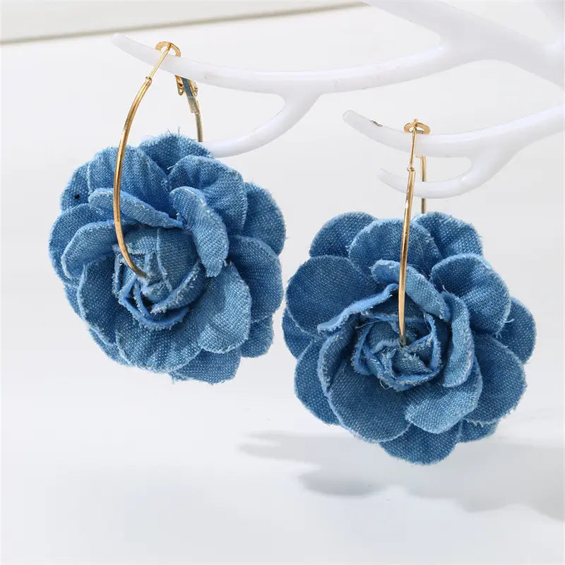 Denim Whirl Hoops Earrings