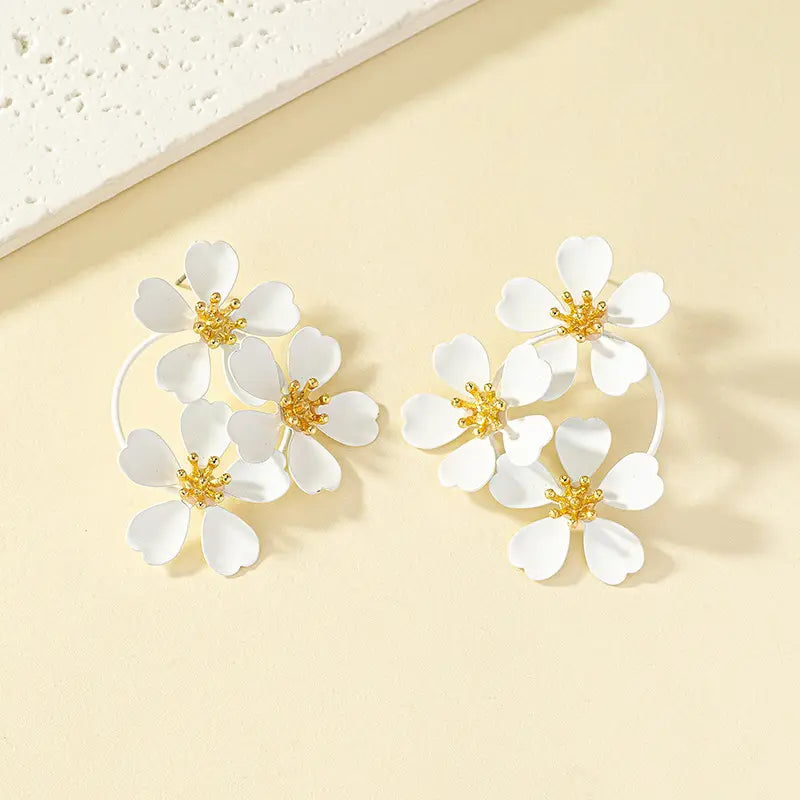 Petals and Gold Arcs Earrings