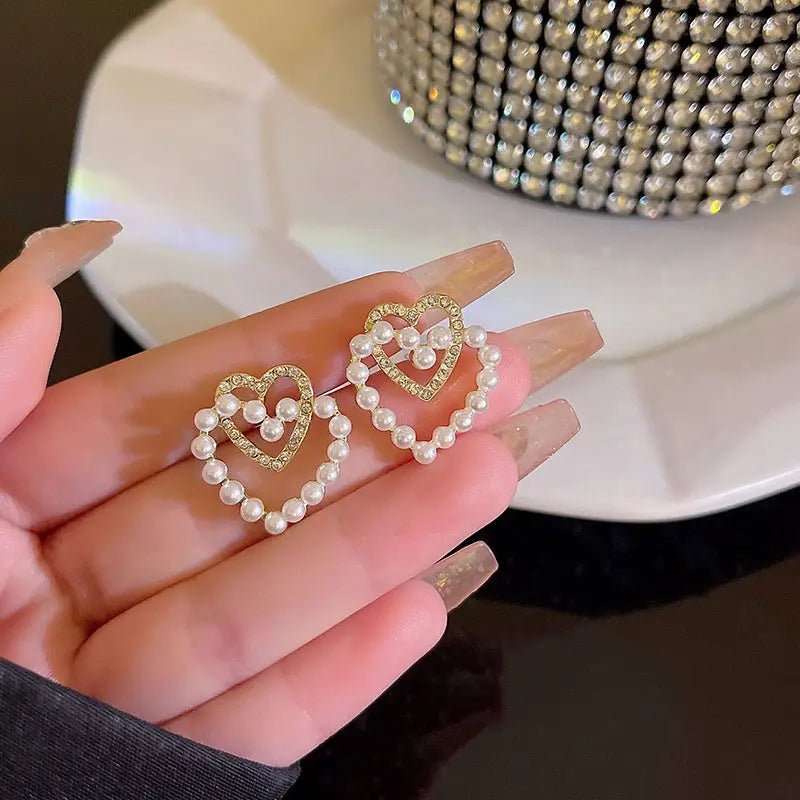 Pearl Encrusted Love Earrings