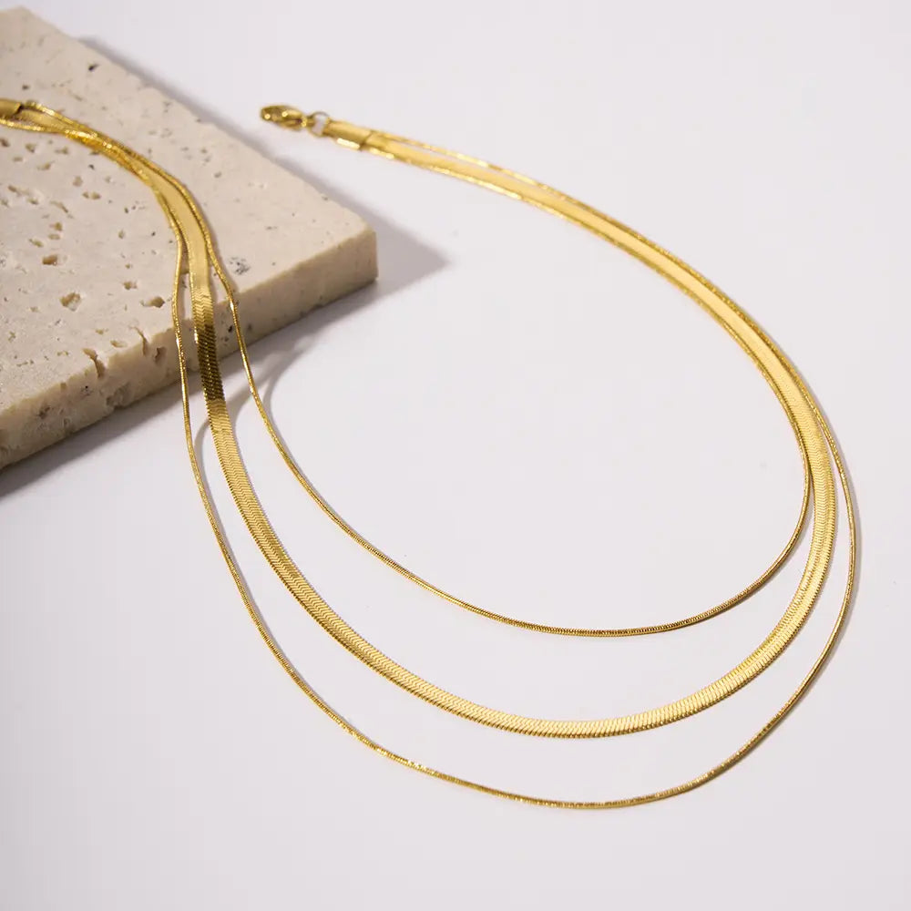 Golden Luxe Triple Layered Snake Chain Necklace