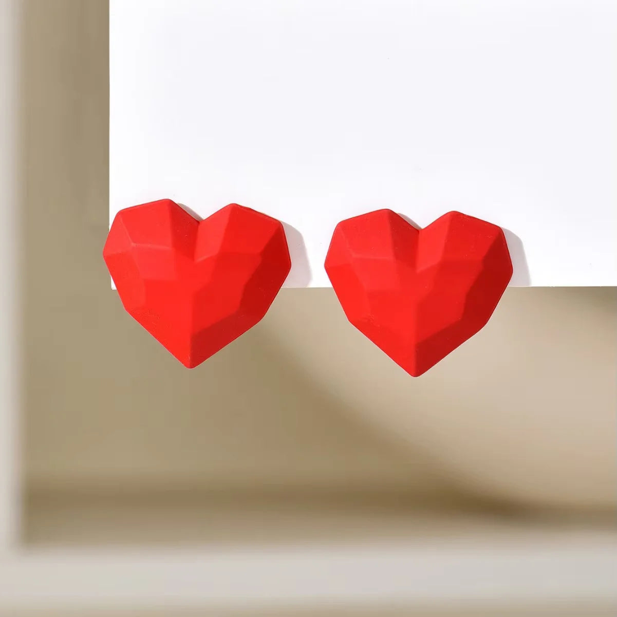 Heart Stud Red Earrings