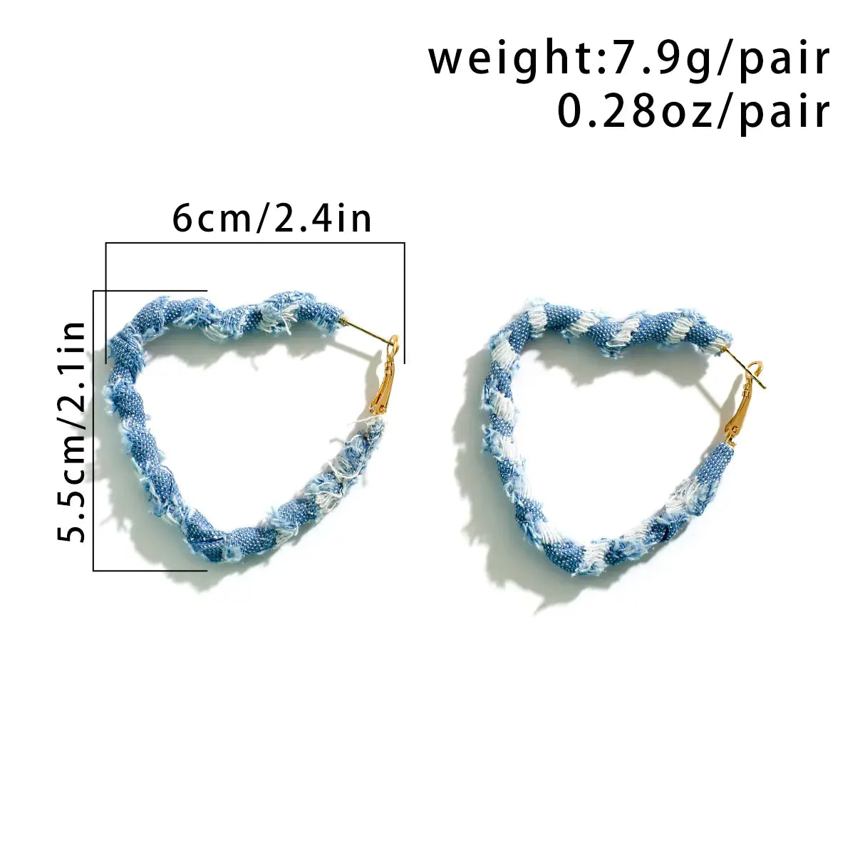 Denim Heartbeat Hoops Earrings